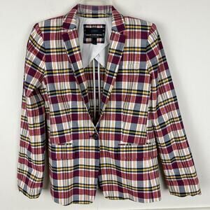 J. Crew Regent Blazer Vintage Red Plaid Preppy Single Button Blazer 2